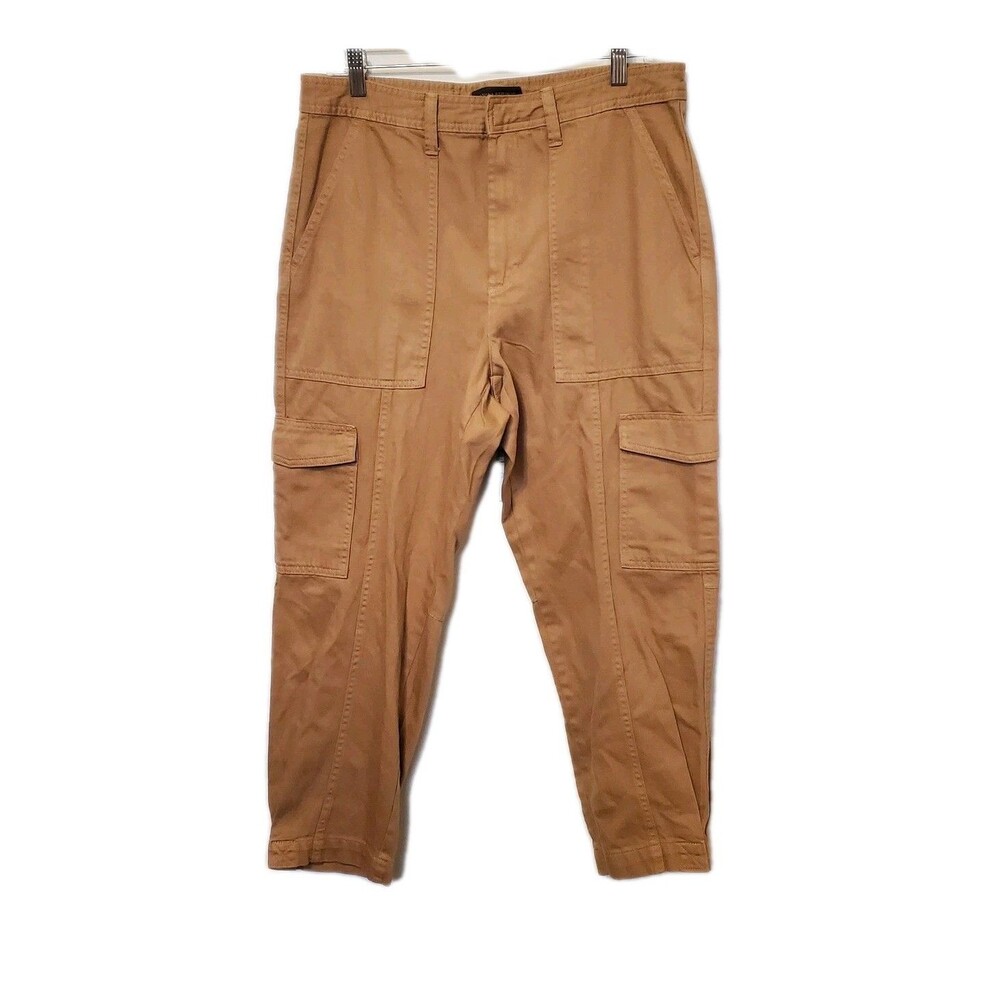 Banana Republic Utility Cargo Cropped Pant Iced Latte Tan Brown Sz 8 Streetwear